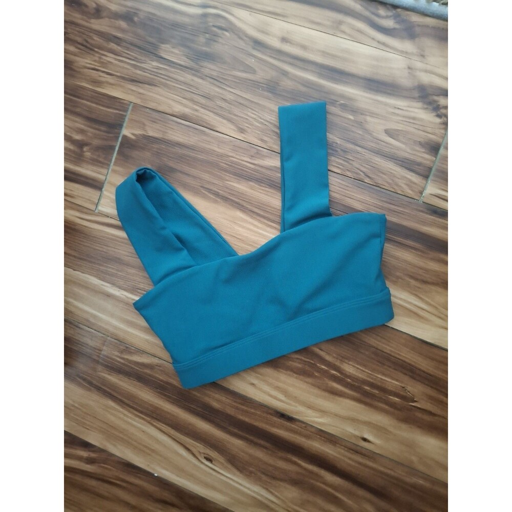 Wilo The Label Bandeau Sports Bra Small  Evergreen Ribbed Padded Sports Lounge